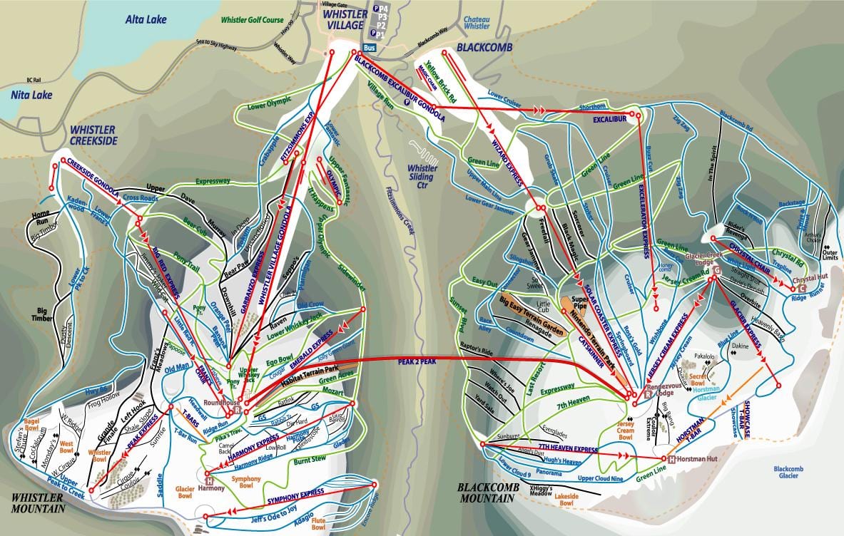 Карта на ванкувер и whistler канада