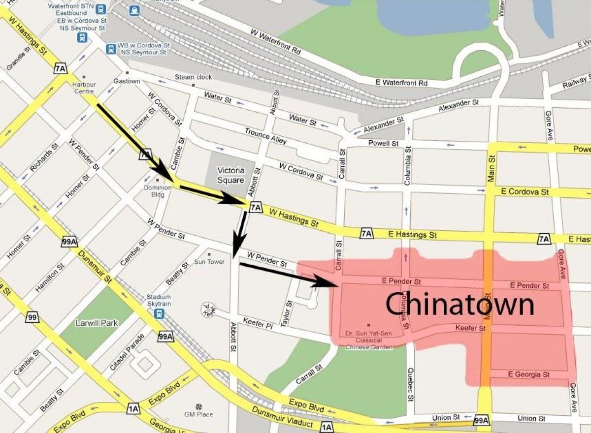 Карта на chinatown ванкувер