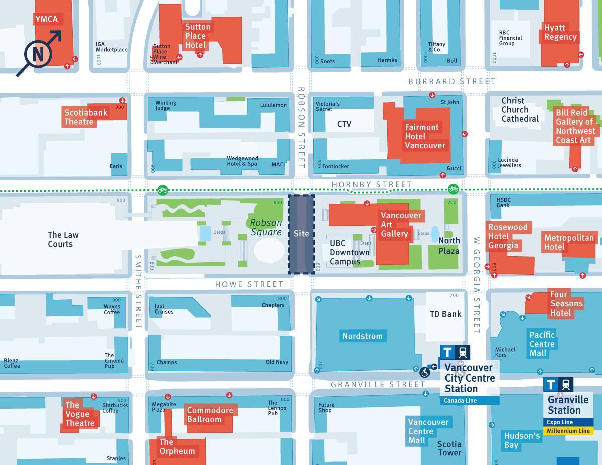 карта на robson улица ванкувер