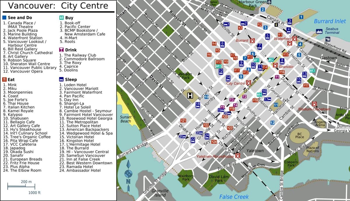 yaletown ванкувер мапа