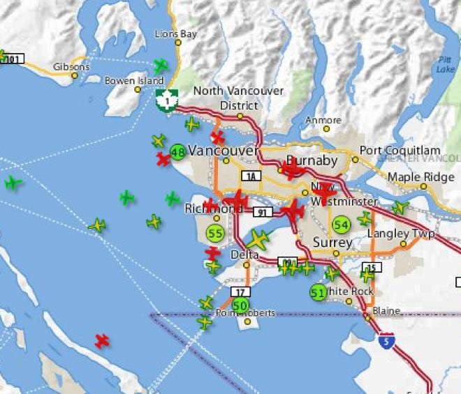 Карта на yvr лет следење