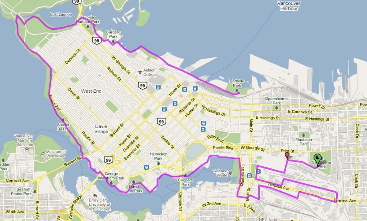 градот ванкувер велосипед мапа