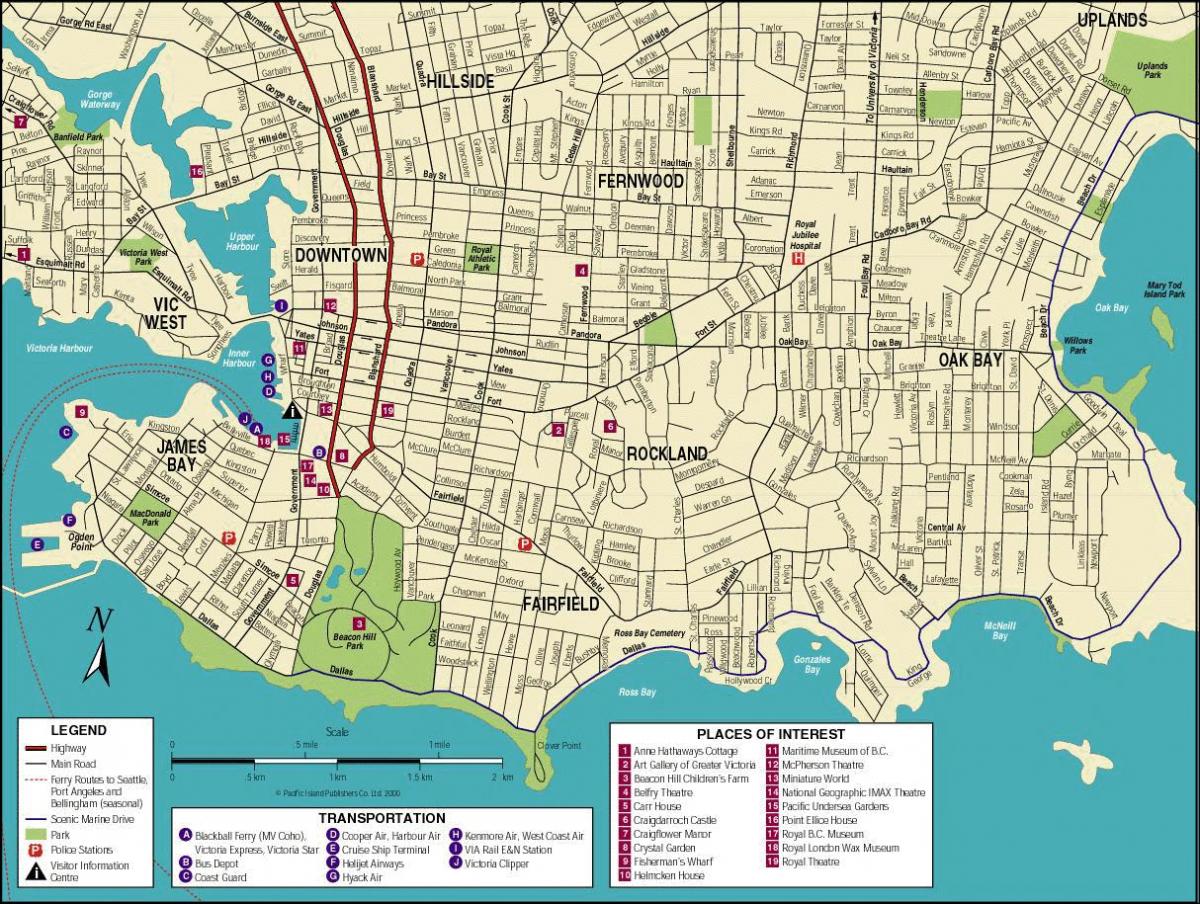 Карта на ванкувер остров туристички атракции
