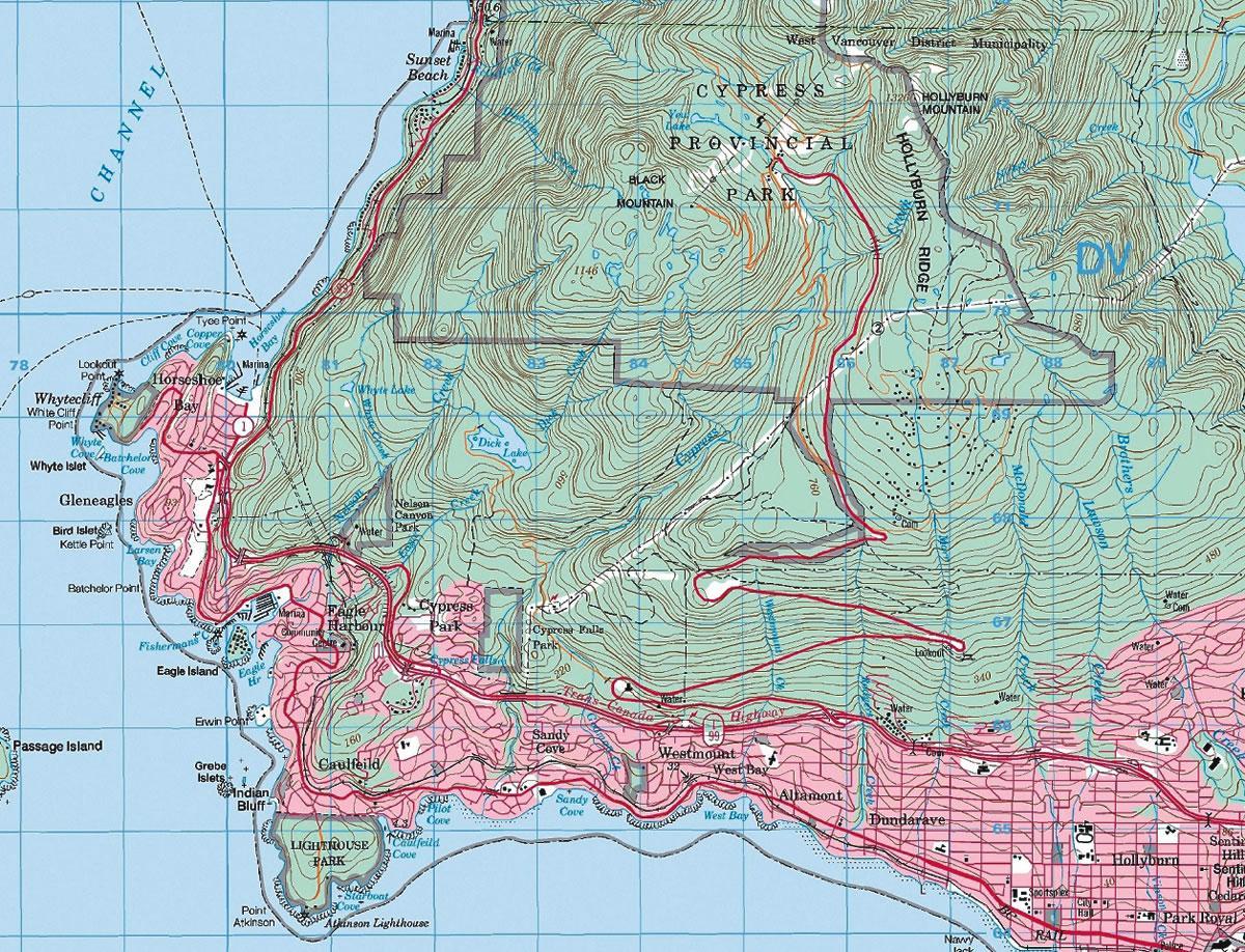 Карта на ванкувер топографски
