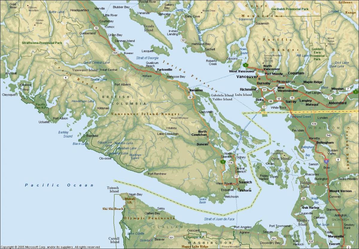 Карта на ванкувер област п.н.е.