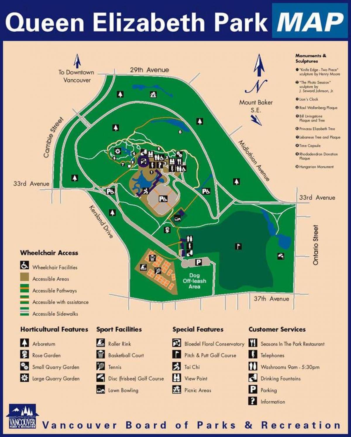 Карта на кралицата елизабета парк ванкувер