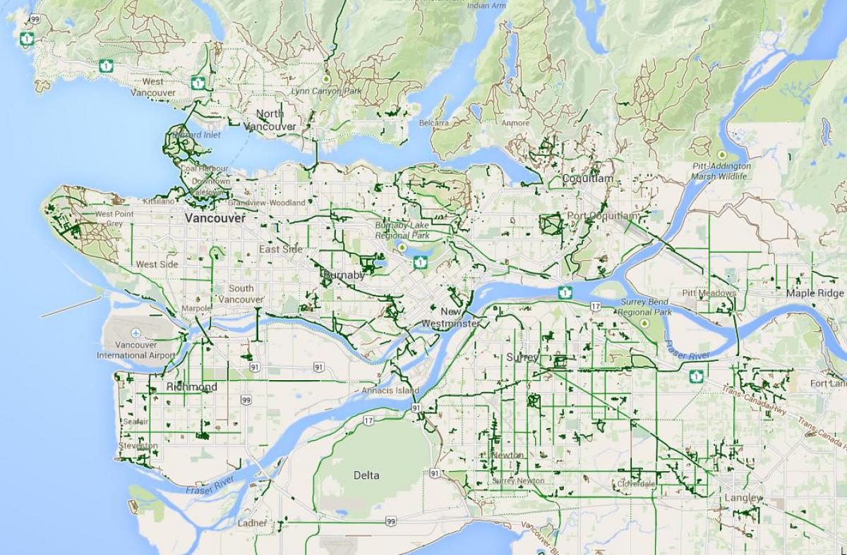 Карта на метро ванкувер велосипедизам
