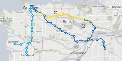 Skytrain ванкувер мапата правци