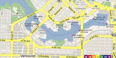 Карта на aquabus ванкувер