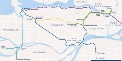 Карта на burnaby skytrain