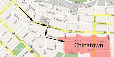 Карта на chinatown ванкувер