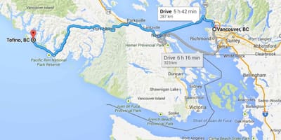Карта на tofino ванкувер остров
