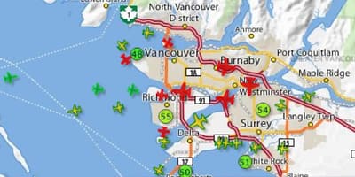 Карта на yvr лет следење