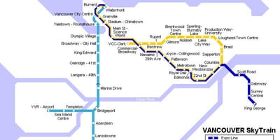 Карта на yvr skytrain