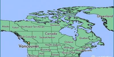 Карта на канада, покажувајќи ванкувер
