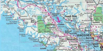 Карта на ванкувер остров езера